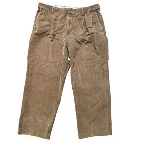 Lands' End Traditional Fit Mens Corduroy Pants‎ Size 35 Brown Pleated